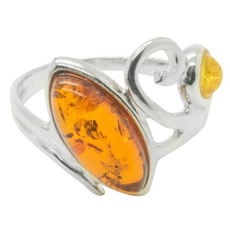 Bague D Ambre Multicolore Et Argent Bijoux D Ambre