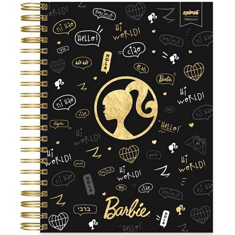 Caderno universitário capa dura 10x1 150 folhas Barbie Premium