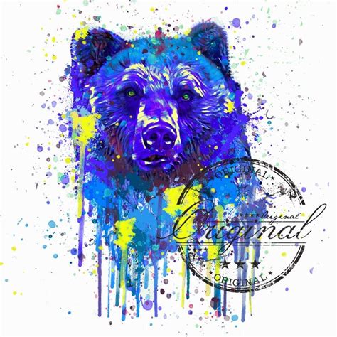 Grizzli Watercolor Png Digital Download Bear Png Animal Etsy