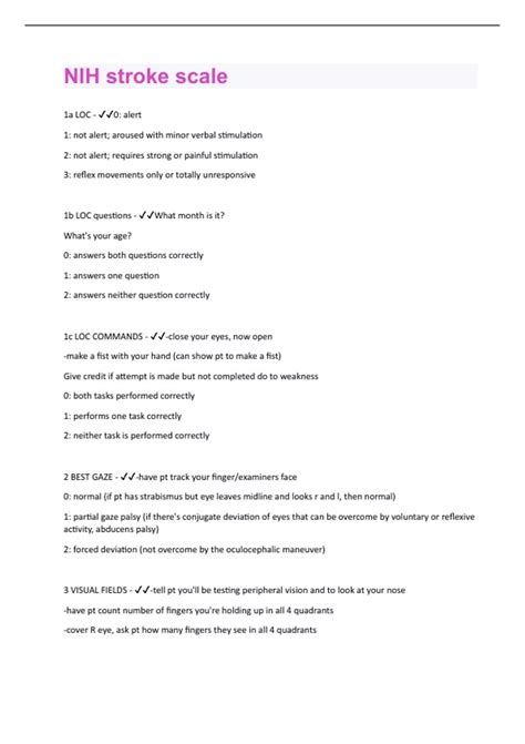 Nih Stroke Scale Questions And Answers With Complete Solution Nih