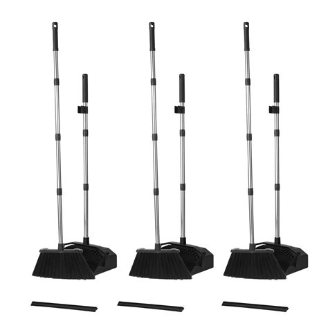 3 Pack Broom With Dustpan Combo Set Commercial Broom And Dustpans