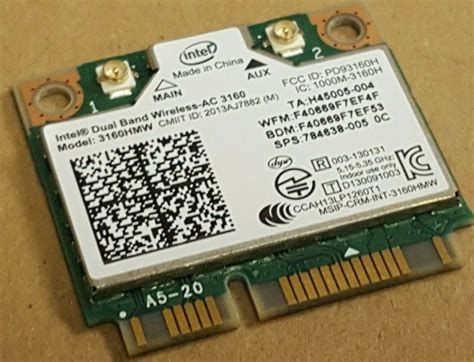 New Intel Dual Band Wireless AC 3160 3160HMW Bluetooth PCIe Half HP