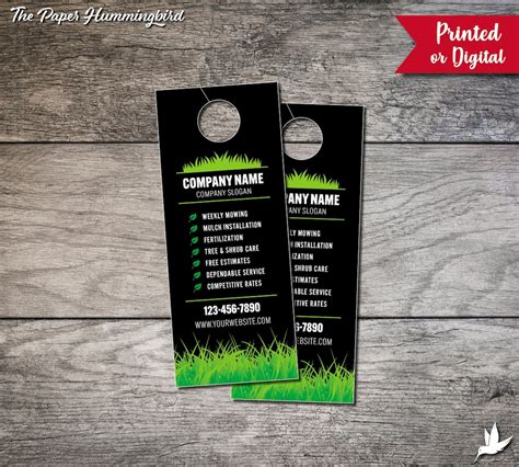 Lawn Care Door Hangers Landscaping Card Personalized Door Hanger