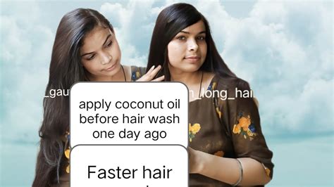 Silky Shiny Open Long Dry Hair Before Hair Wash Apply Coconut Oil For