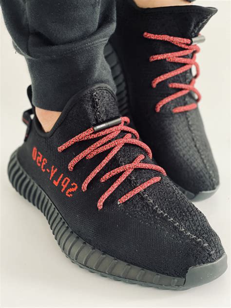 Yeezy Laces 3m Reflective Rope Laces V2 Bred Black Red Laces Slickies