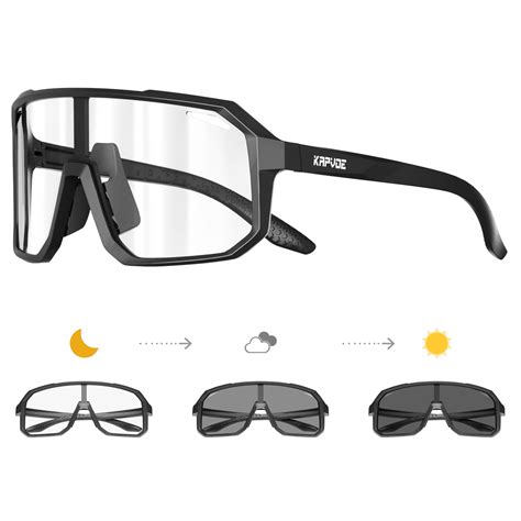 KAPVOE Photochromic Cycling Sunglasses Sports Mountain Bike Glasses UV ...