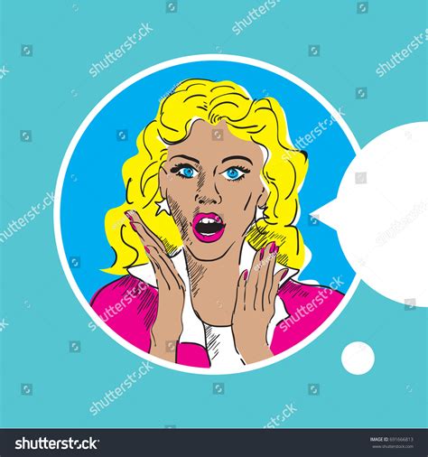 Surprised Woman Face Speech Bubble Stock Vector Royalty Free