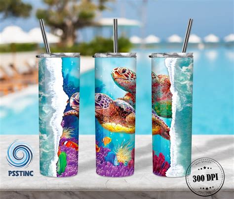 Sea Turtle Oz Skinny Tumbler Sublimation Designs Turtle For Etsy