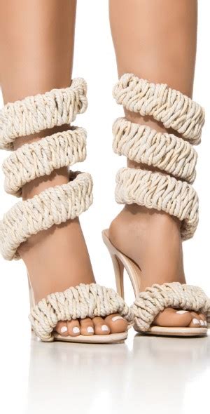 AZALEA WANG VINES ROPE DECOR WRAP UP SANDAL IN NUDE