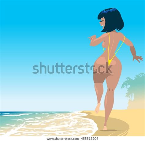Sexy Happy Girl Bikini On Beach Stock Vector Royalty Free Shutterstock