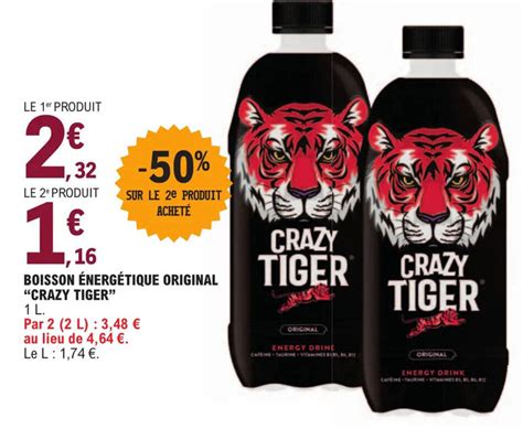 Promo BOISSON ÉNERGÉTIQUE ORIGINAL CRAZY TIGER chez E Leclerc