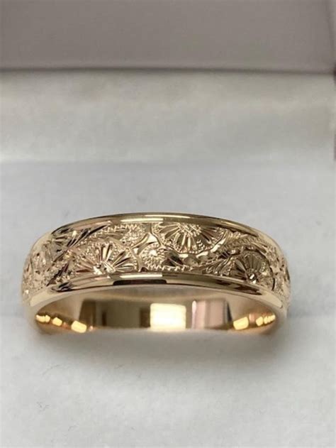 Hand Engraved Gold Wedding Bands Hand Engraved Gold Wedding Etsy