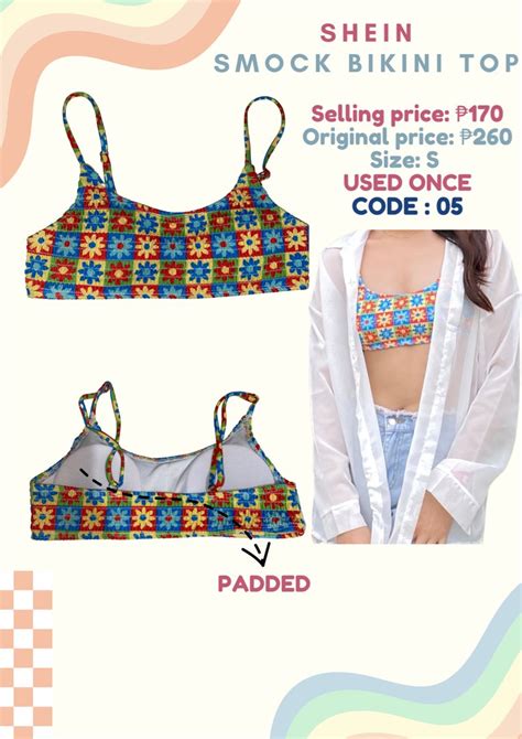 Smock Bikini Top Women S Fashion Swimwear Bikinis Swimsuits On Carousell