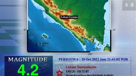 Gempa Muara Enim 18 Oktober 2022 Terjadi Tiga Kali Dalam Sehari