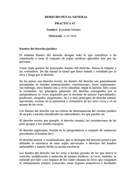 Derecho Penal General Practica 3 Pdf Fuentes Del Derecho Derecho Penal