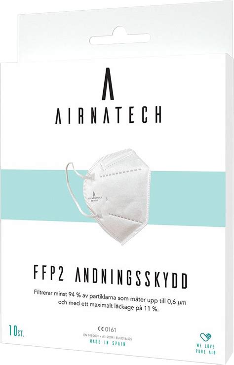 Airnatech Respirator Face Mask Ffp2 5 Layer 10 Pack • Pris