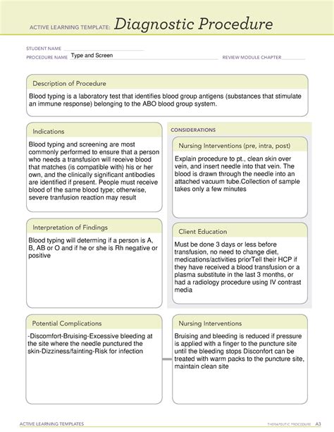 Active Learning Template Diagnostic Procedure Free Printable Template