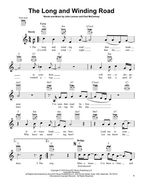 The Long And Winding Road By The Beatles Sheet Music For Ukulele At