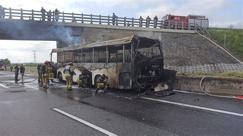 Pożar autokaru na autostradzie A4 Opole News