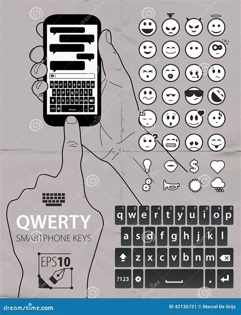 QWERTY Smartphone Keyboard Icon Symbol. Light Mode Keyboard. Black
