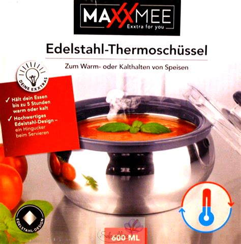 MAXXMEE Edelstahl Thermoschüssel mit Deckel Warm Kalt 600 1500 2000ml