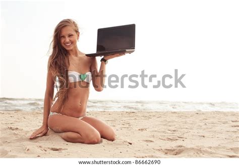 Sexy Happy Beautiful Woman Bikini Holding Stock Photo 86662690 Shutterstock