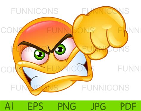 Angry Emoji Showing a Punch Fist, Vector clipart stock cartoon image.