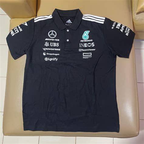 kaos polo amg mercedes benz adidas  black fesyen pria pakaian