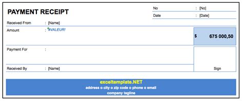 Payment Receipt Excel Template » ExcelTemplate.net