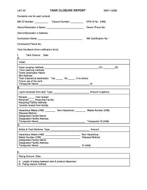 Fillable Online Dep Wv Tank Closure West Virginia Form Fax Email Print