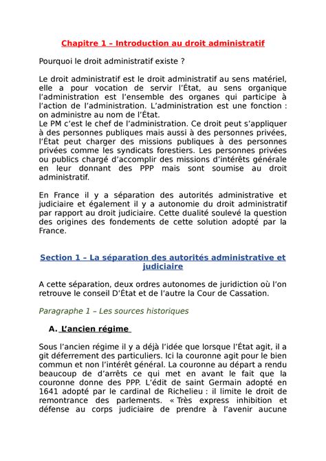 Chapitre 1 Le Droit Administratif Chapitre 1 Introduction Au Droit