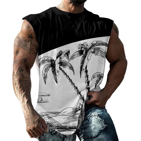 Txeol Sleeveless Tank Tops For Men Men S Workout Tank Tops Palm Tree