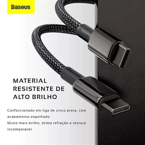 Cabo De Dados Turbo 100W Tungsten Gold Tipo C Para Tipo C 1m Baseus