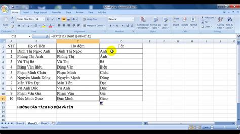 Cách Lấy Tên Trong Excel Hướng Dẫn Tách Thành 2 Cột Họ đệm Và Tên Trong Excel Techthoinay