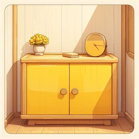 Premium Vector Elegant Wooden Dresser With Mirror