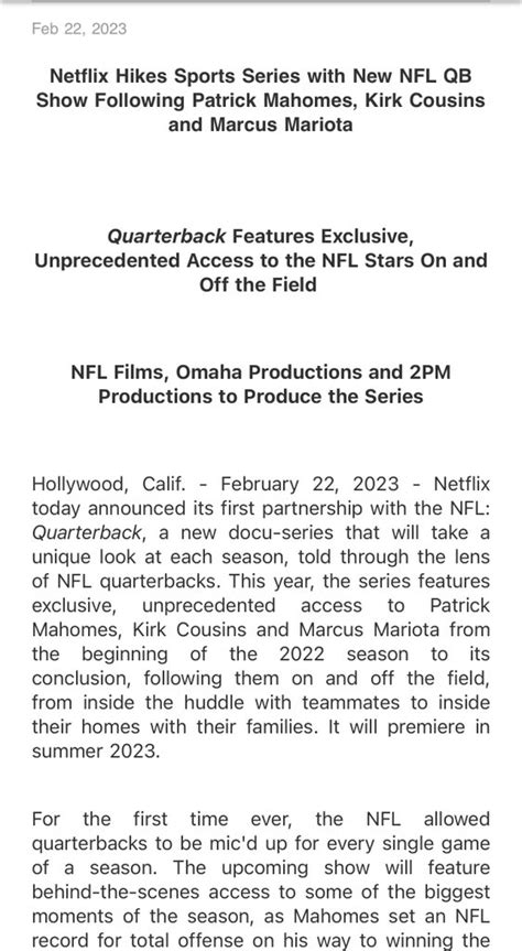 Mlfootball On Twitter Nfl And Netflix Announce Quarterback A Series