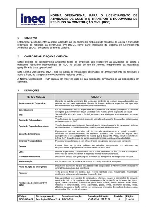 PDF NORMA OPERACIONAL PARA O LICENCIAMENTO DE ATIVIDADES DE