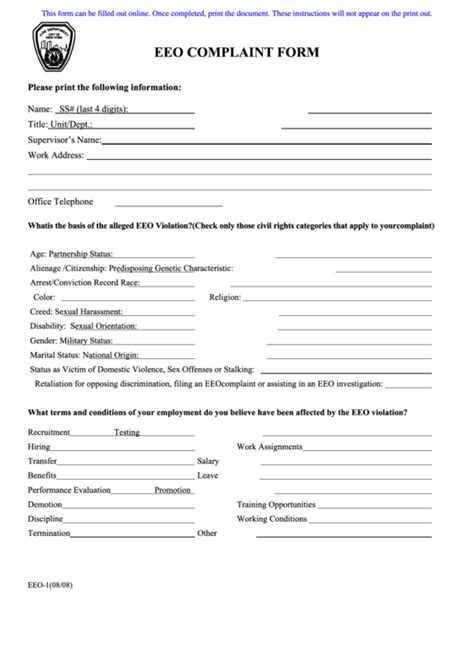 Us Eeoc Printable Filing Forms Printable Forms Free Online