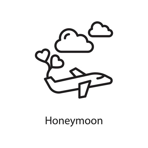 Honeymoon Vector Outline Icon Design Illustration Love Symbol On White