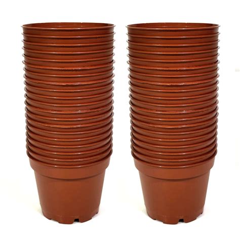 50x 6cm Terracotta Colour Teku Rigid Plastic Plant Pots For Cactus Or