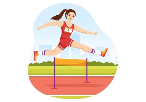 Ilustración De Juego De Deportista De Salto Largo De Obstáculo De