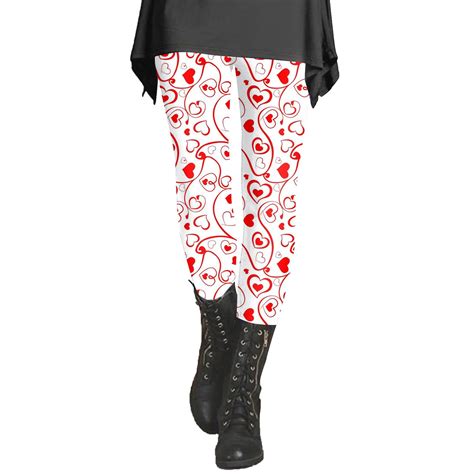 Miayilima Women S Legging Women S Valentines Day Tights With Hearts Red