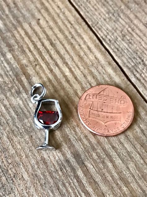 Red Wine Necklace Sterling Silver Red Wine Charm 925 Etsy