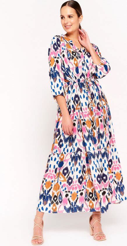 Lolaliza Maxi Jurk Met Ikatprint Dark Blue Maat Bol