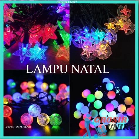 Jual Lampu Natal Hias Bola Anggur Bulan Bintang Crystal Lampu Tumblr