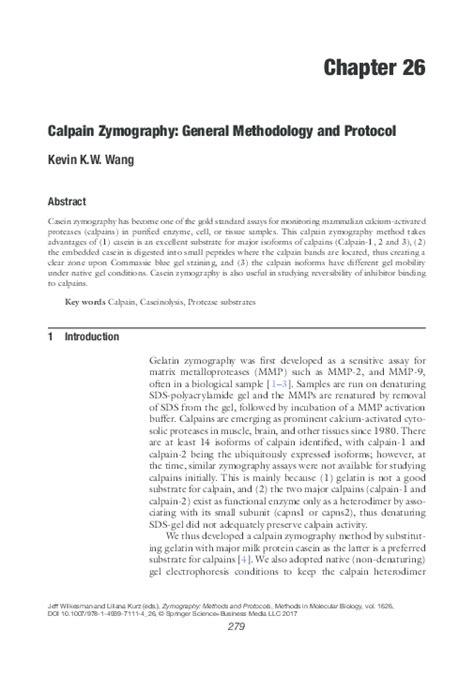 (PDF) Chapter 26 Calpain Zymography: General Methodology and Protocol