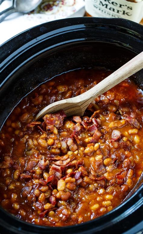 Slow Cooker Bourbon Baked Beans Spicy Southern Kitchen