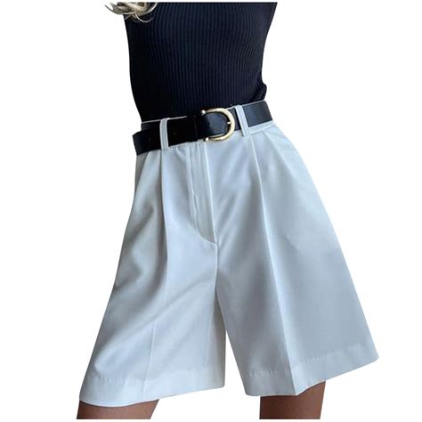 Clearance Ryrjj Women Business Casual Button Dress Shorts High Waist