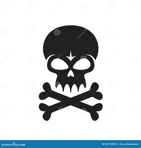 Skull With Bones Black Icon Sign Vector Illustration Pirates Graphic