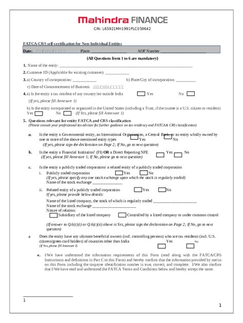 Annexure 2 Fatca Crs Declaration For Entities Doc Template Pdffiller